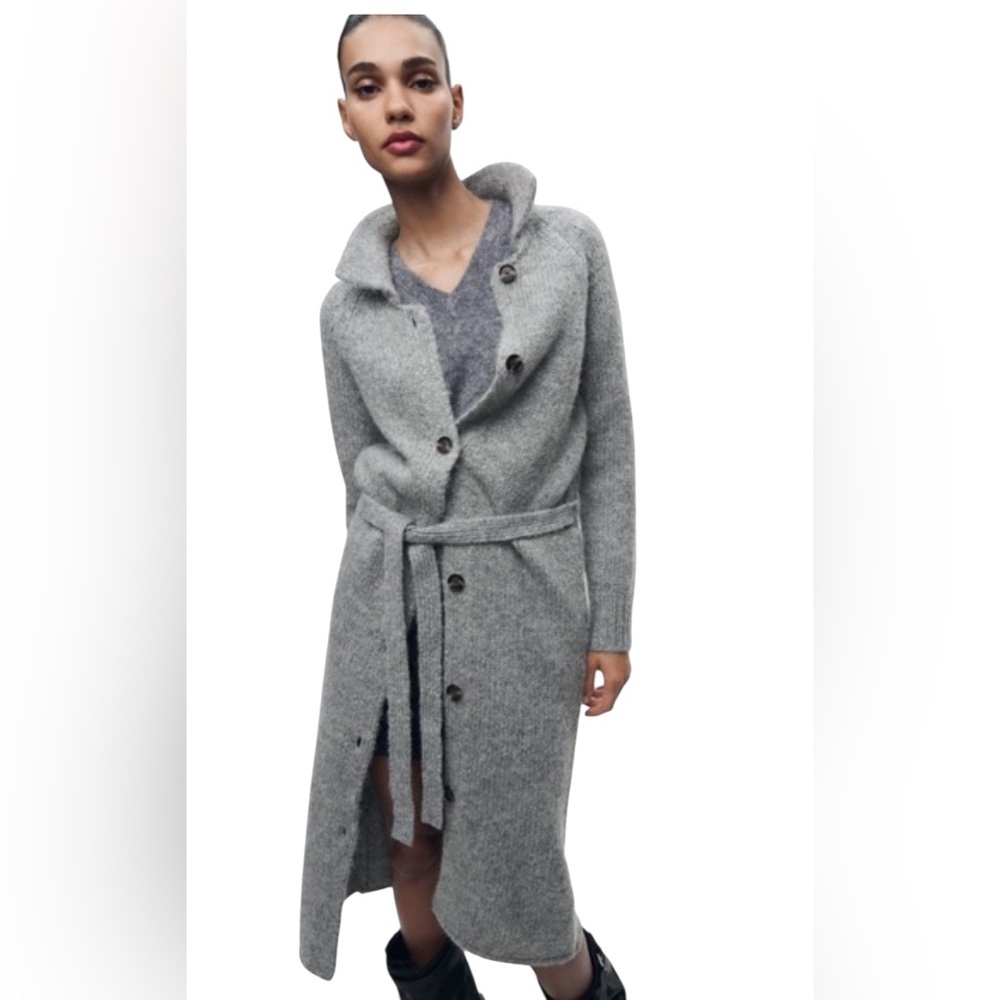 Zara Gray Long Cardigan Sweater